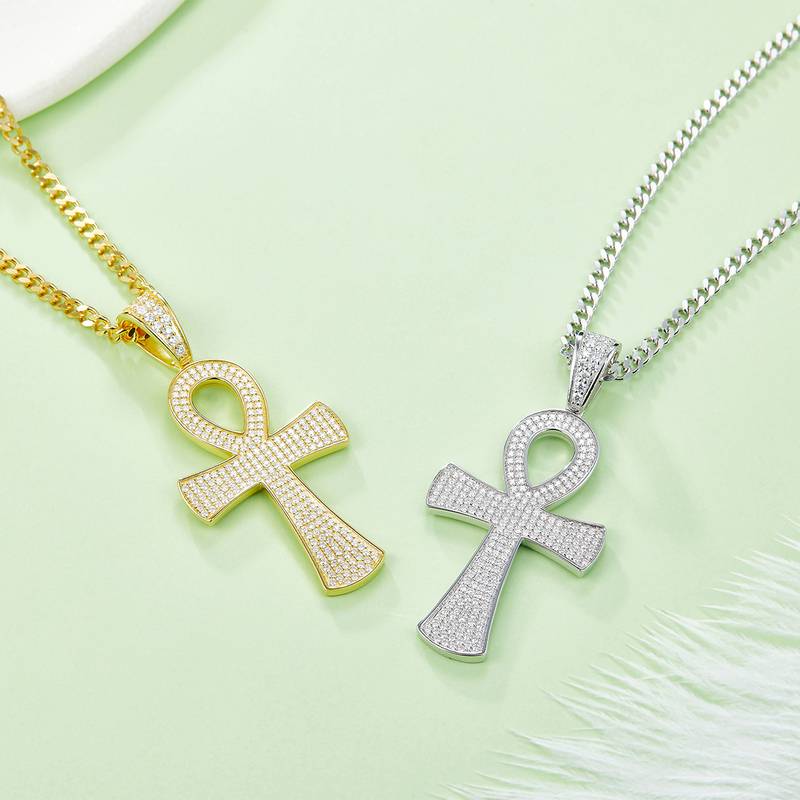 Fashion豪镶十字架NecklaceS925银PendantMoissanite厘石D级